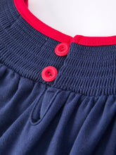 Load image into Gallery viewer, Christmas  Holiday Celebration Dress: Navy with Santa Sleigh
