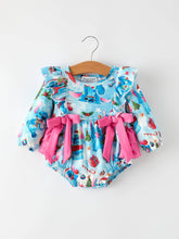 Load image into Gallery viewer, Christmas Baby Girls Bow Romper with Ruffle Detail
