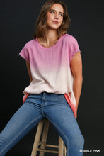 Load image into Gallery viewer, Umgee Dip Dye Bubble Pink Short Sleeve Tunic
