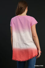 Load image into Gallery viewer, Umgee Dip Dye Bubble Pink Short Sleeve Tunic
