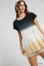 Load image into Gallery viewer, Umgee-Linen Blend Dip Dye Black/Gold Tunic Top
