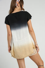 Load image into Gallery viewer, Umgee-Linen Blend Dip Dye Black/Gold Tunic Top
