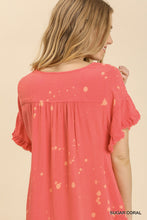 Load image into Gallery viewer, Umgee Linen Blend- Bleach Dip Dye-Ruffle Hem Dress
