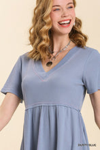 Load image into Gallery viewer, Umgee Waffle Knit Tunic Dress--Dusty Blue
