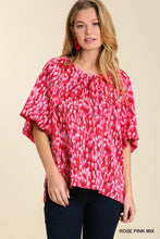 Load image into Gallery viewer, Umgee Pink Mix Puff Sleeve Blouse

