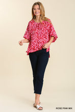 Load image into Gallery viewer, Umgee Pink Mix Puff Sleeve Blouse
