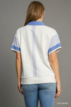Load image into Gallery viewer, Umgee Off White/Blue Mixed Contrast Top
