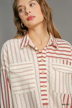 Load image into Gallery viewer, Umgee-Striped Collared Top--Mauve
