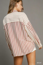 Load image into Gallery viewer, Umgee-Striped Collared Top--Mauve
