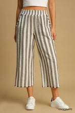 Load image into Gallery viewer, Umgee Linen Striped Waistband Pants - Chocolate
