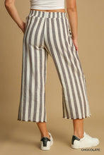 Load image into Gallery viewer, Umgee Linen Striped Waistband Pants - Chocolate
