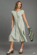 Load image into Gallery viewer, Umgee -Mint Striped Midi Dress

