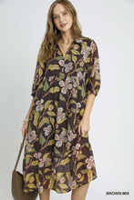 Load image into Gallery viewer, Umgee Plus Brown Floral Midi Dress
