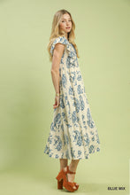 Load image into Gallery viewer, Umgee Blue Paisley Print-Flutter Sleeve Midi Dress
