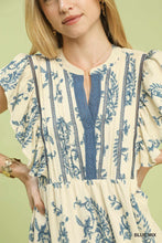 Load image into Gallery viewer, Umgee Blue Paisley Print-Flutter Sleeve Midi Dress
