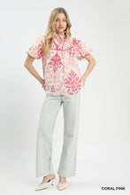 Load image into Gallery viewer, Umgee Puff Sleeve Damask Short Sleeve Top
