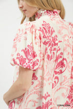 Load image into Gallery viewer, Umgee Puff Sleeve Damask Short Sleeve Top
