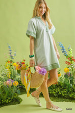 Load image into Gallery viewer, Umgee Mixed Stripe Mini Dress--Sage
