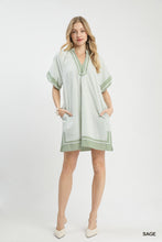 Load image into Gallery viewer, Umgee Mixed Stripe Mini Dress--Sage
