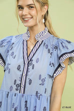 Load image into Gallery viewer, Umgee Blue Floral Tiered Midi Dress
