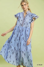 Load image into Gallery viewer, Umgee Blue Floral Tiered Midi Dress
