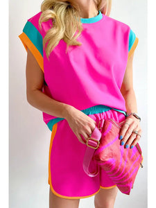 All the Trend! Colorblock Tee and Shorts Set