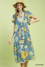 Load image into Gallery viewer, Umgee Boho Flutter Sleeve Midi Dress--Lagoon (Blues)
