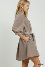 Load image into Gallery viewer, Umgee Fall Stripe Contrast Trim Brown Dress
