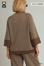 Load image into Gallery viewer, UMGEE Cloud Knit Modal Crewneck Top--Coco Brown--Regular an Plus Sizes
