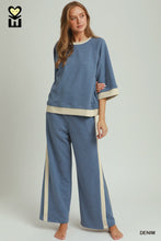 Load image into Gallery viewer, Umgee Dream Plush 3/4 Sleeve Top--Denim Blue
