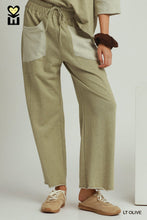 Load image into Gallery viewer, Umgee French Terry Contrast Wide Leg Pant - Lt Olive
