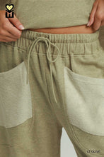 Load image into Gallery viewer, Umgee French Terry Contrast Wide Leg Pant - Lt Olive
