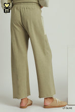 Load image into Gallery viewer, Umgee French Terry Contrast Wide Leg Pant - Lt Olive
