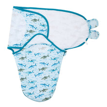 Load image into Gallery viewer, Jawsome Shark Ocean Them Sleep Swaddle 100% Organic Cotton
