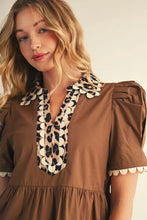Load image into Gallery viewer, Jodifl Lepard Trim-Scallop Trim Dress
