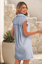 Load image into Gallery viewer, Stripe Frilled Short Sleeve Collar Mini Dress
