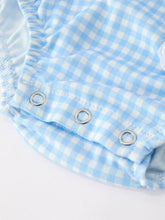 Load image into Gallery viewer, Christmas Santa Bow Plaid Girls Bubble Romper
