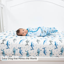 Load image into Gallery viewer, Jawsome Shark Ocean Them Sleep Swaddle 100% Organic Cotton
