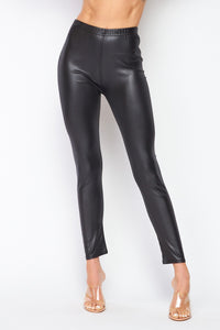 Stretch Faux Leather Skinny Ankle Leggings