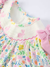 Load image into Gallery viewer, Bunny Embroidered Pom-Pom Short-Sleeved  Girls Dress

