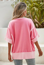 Load image into Gallery viewer, Half Sleeve Raw Seam High Low Side Split Top
