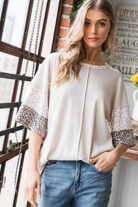 ANIMAL AND FLORAL TOP--PLUS