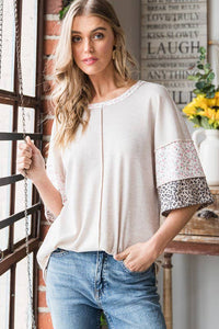 ANIMAL AND FLORAL TOP--PLUS