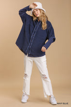 Load image into Gallery viewer, Corduroy Collar Button Down Jacket with Unfinished Hem--Navy
