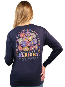 Simply Southern Long Sleeve Tee--Alright--Navy