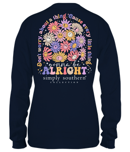 Simply Southern Long Sleeve Tee--Alright--Navy