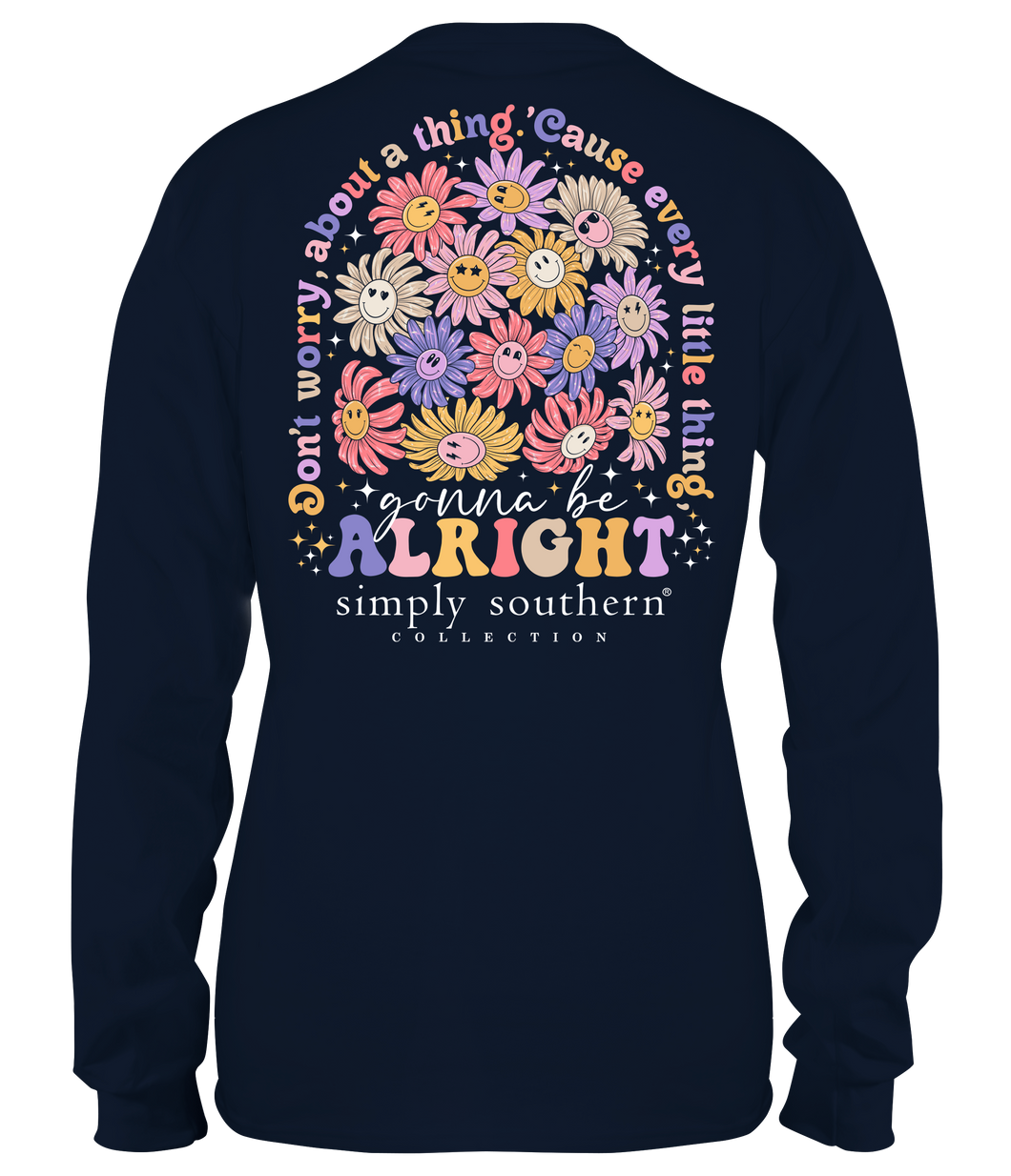 Simply Southern Long Sleeve Tee--Alright--Navy