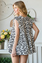 Load image into Gallery viewer, Wild at heart!--Ivory/Black Animal Print Ruffle Detail Tiered Top
