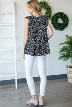Load image into Gallery viewer, Wild at heart!--Black/Ivory Animal Print Ruffle Detail Tiered Top
