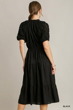 Load image into Gallery viewer, Umgee Linen Blend Tiered Midi Dress--Black
